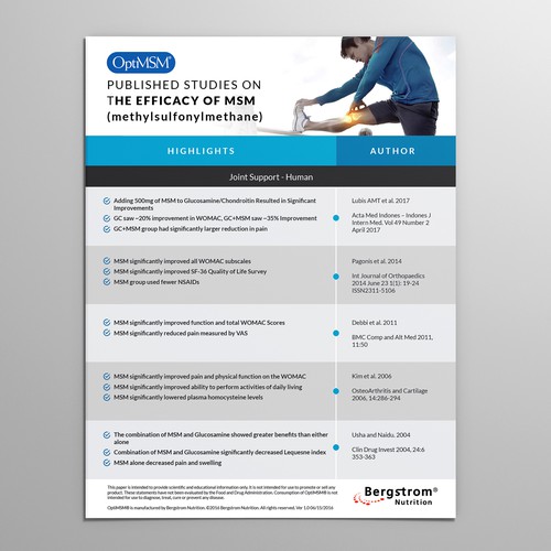Joint design with the title 'Efficacy Studies Sheet'