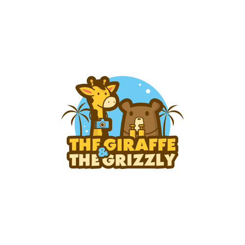 Adventure logo with the title 'Giraffe and grizzly for travel blog'