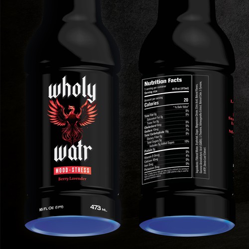 Beverage label with the title 'Badass bottle label design for a functional beverage'