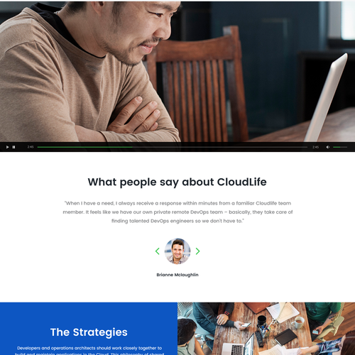 Flat website with the title 'Cloud Strategy'