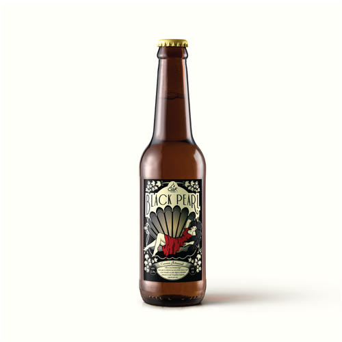 Art Nouveau design with the title 'Seductive Vintage Beer Label'