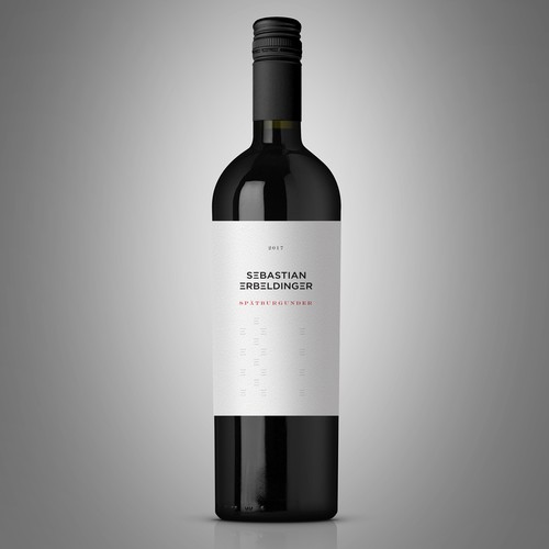 Wine bottle design with the title 'Weingut Sebastian Erbeldinger - Wine Label'