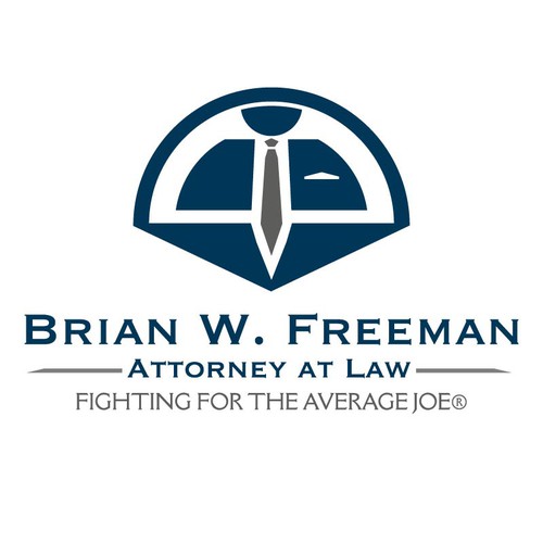 Serious logo with the title 'Create a logo for attorney Brian W. Freeman - "fighting for the average Joe®"'