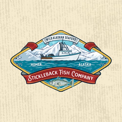 Alaska logo with the title 'Stickleback Fish Company'