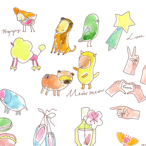 Sticker artwork with the title 'Illustrations for sticker'