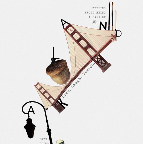 Collage design with the title 'Poster for 99designs' new Oakland office'