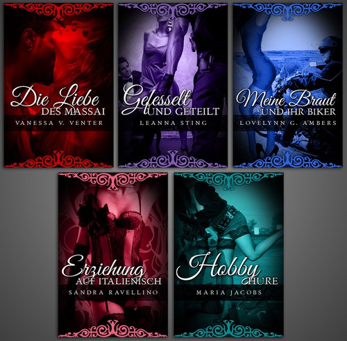 Erotic book cover with the title '5 Designs for German Erotic Ebook Series '
