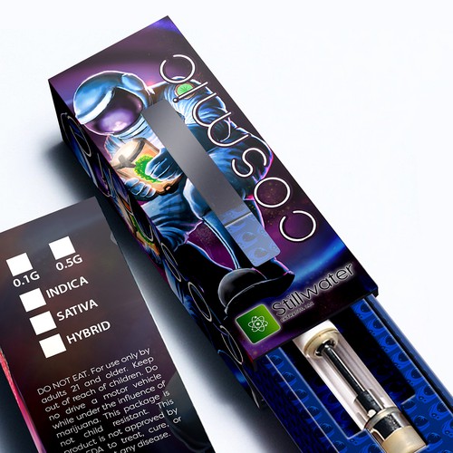 Cannabis packaging with the title 'Packaging design'