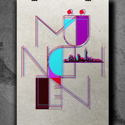 Skyline artwork with the title 'München Poster'