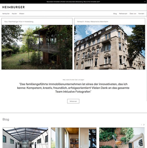 Agency design with the title 'Heimburger Immobilien'