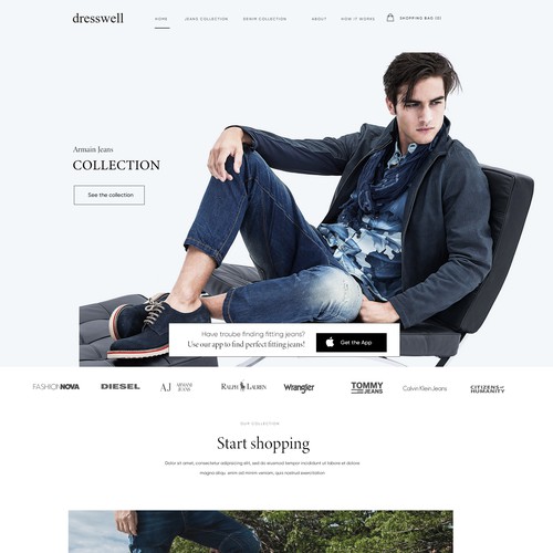 Ecommerce website with the title 'Dresswell iphone app website '