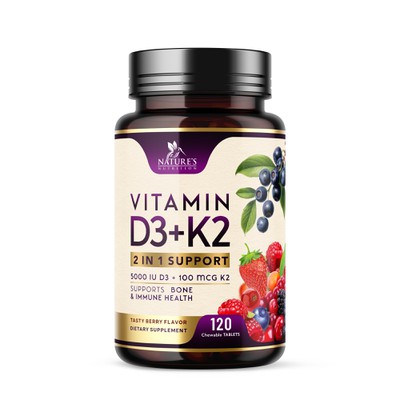 Tasty Vitamin D3+K2 Supplement Label Design