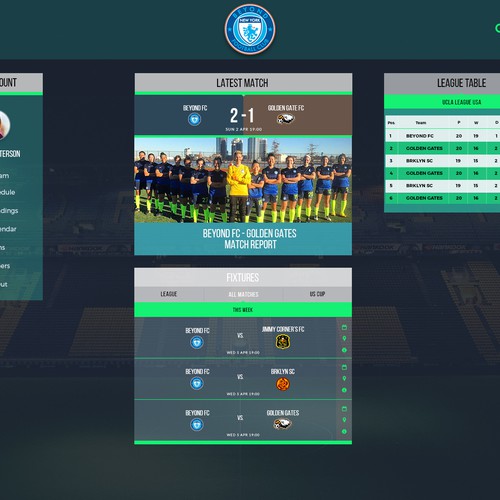 Page design with the title 'Soccer WebApp'