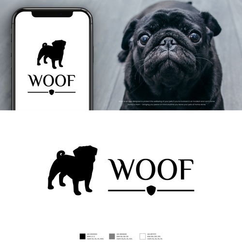 Animal shelter logo with the title 'Woof'