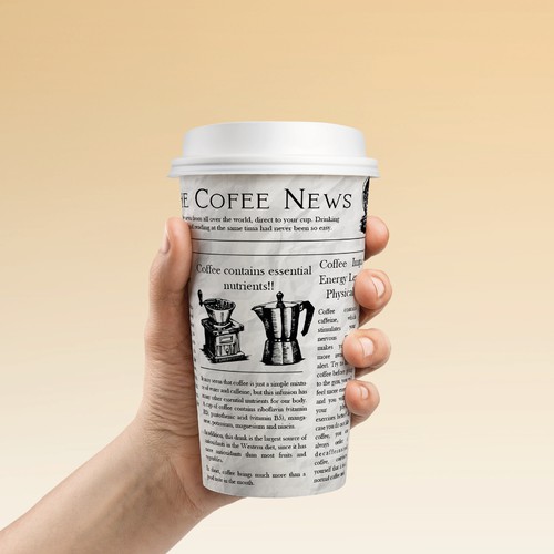 Newspaper design with the title 'Coffee Cup Design'