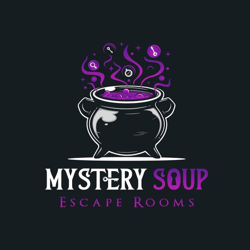 Lock logo with the title 'Mystery Soup Escape Rooms- Exciting and mysterious'
