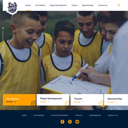 Football website with the title 'Website Design for Rice FC'