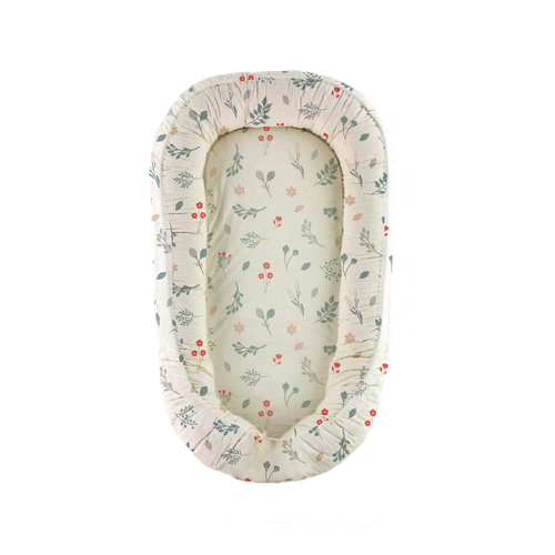 Floral illustration with the title 'organic baby pattern'