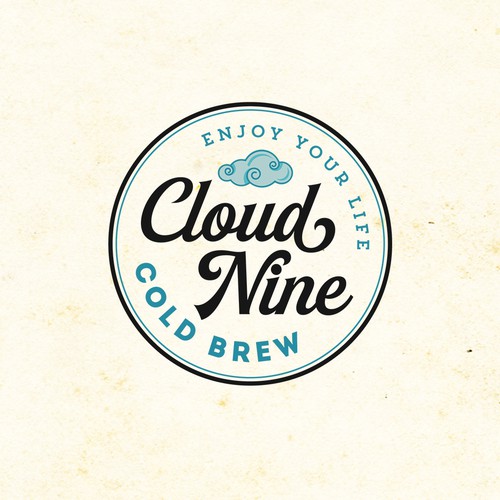 Colorful design with the title 'Logo and background illustrations for Cloud Nine Cold Brew Coffee'