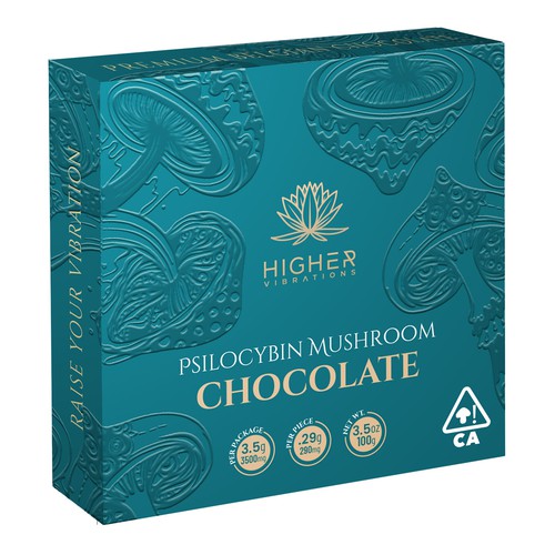 Packaging with the title 'Psilocybin Mushroom Chocolate '