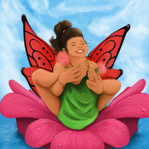 Wing illustration with the title 'Illustration for "Amelia Rose's Amazing Toes" book cover'
