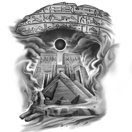 Pyramid design with the title 'EGYPT THEME TATTOO'