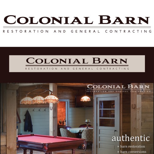 Serif logo with the title 'New logo wanted for Colonial Barn Restoration, Inc.'