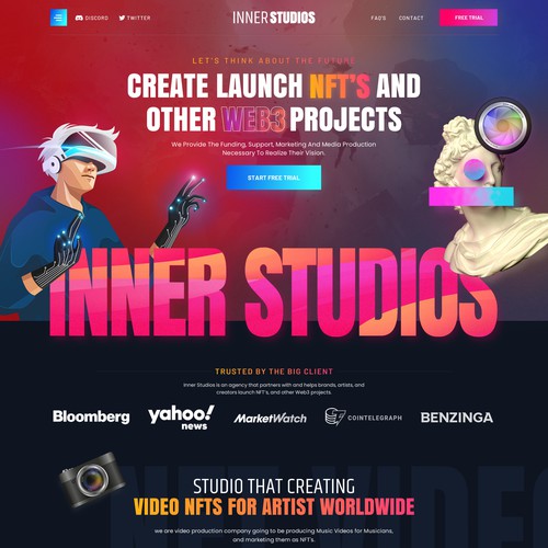 Colorful website with the title 'Vibrant website for NFT / web3 agency'