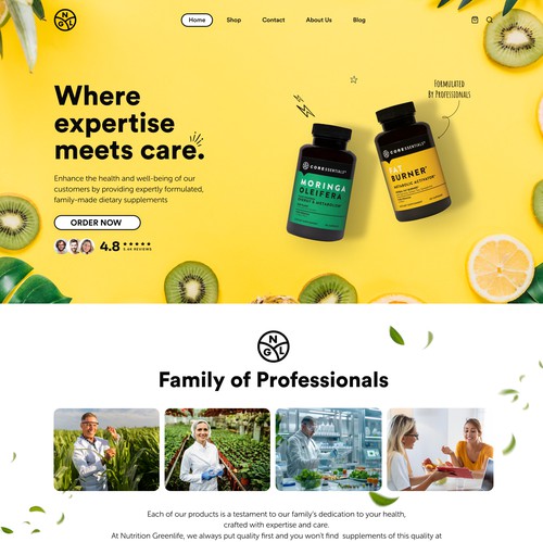 Lifestyle design with the title 'Shopify Dietary supplements Website'