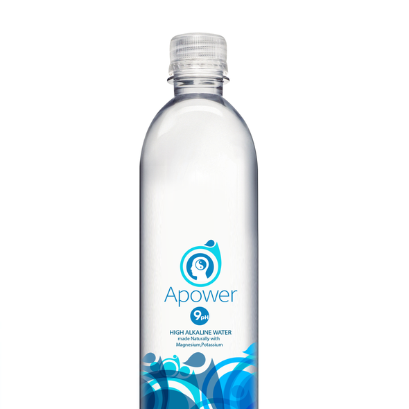 Print label with the title 'High Alkaline water packaging'