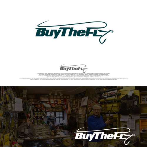 Fly fishing logo with the title 'create a capturing logo to promote" Buy The Fly" fishing tackle for flyfishing'