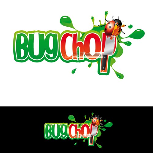 Bug design with the title 'logo for Bug Chop (video game)'