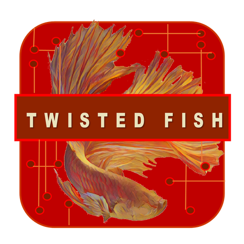 Word logo with the title 'twisted fish internet company'