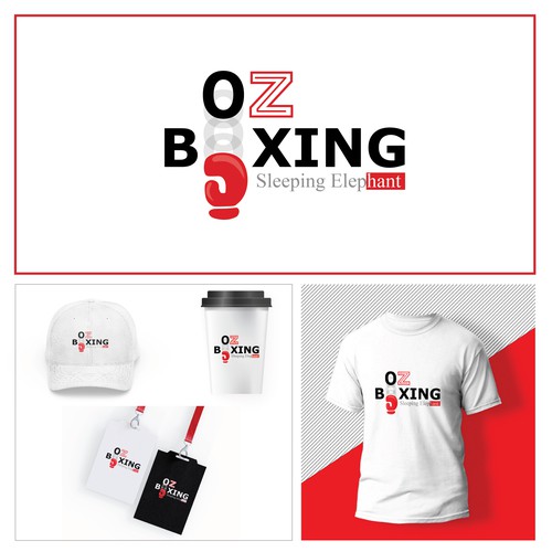 Boxing-gloves logo with the title '"OZ BOXING "logo'