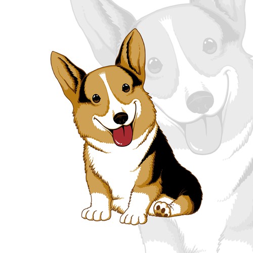 Cute dog design with the title 'Happy Corgi'