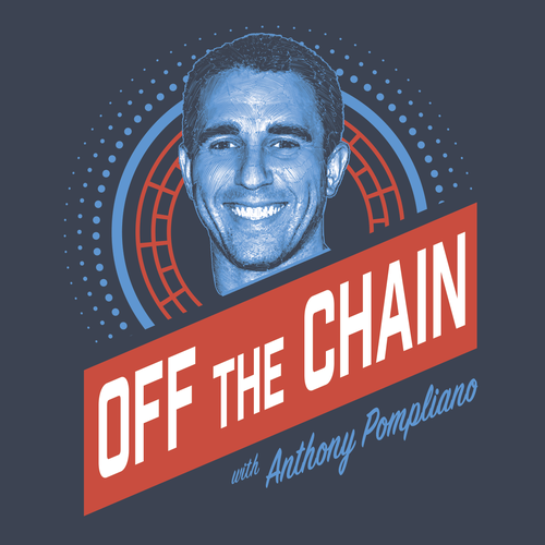 Hatching design with the title ''Off the Chain' Podcast Cover Art'