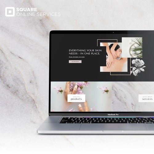 Atom design with the title 'Esthetics & Spa for Square Services Online'