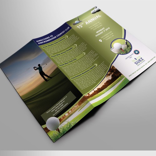 Tri-fold design with the title 'Golf Brochure'