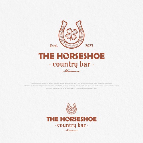 Horseshoe logo with the title 'Logo design for a country bar'