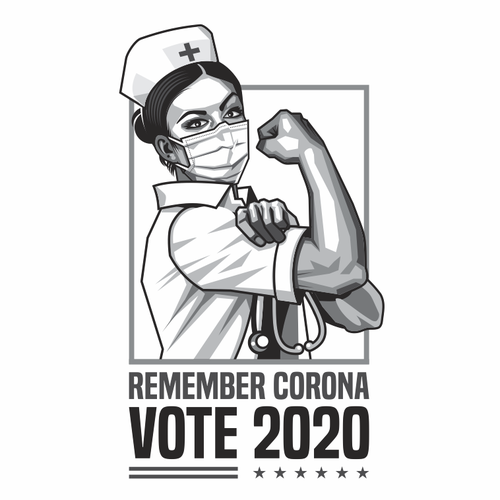 Character t-shirt with the title 'Nurse in the Rosie the riveter's pose'