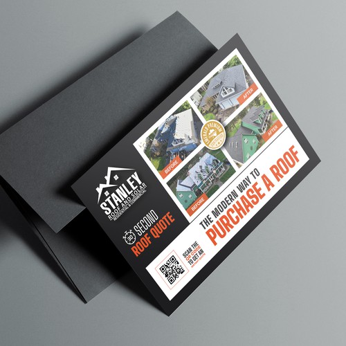 Direct mail design with the title 'High-Impact Roofing Services Postcard Design for Construction Company'