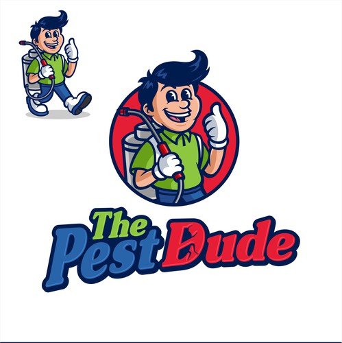 Cleaning and maintenance logo with the title 'Pest Control  mascot logo - The Pest Dude'