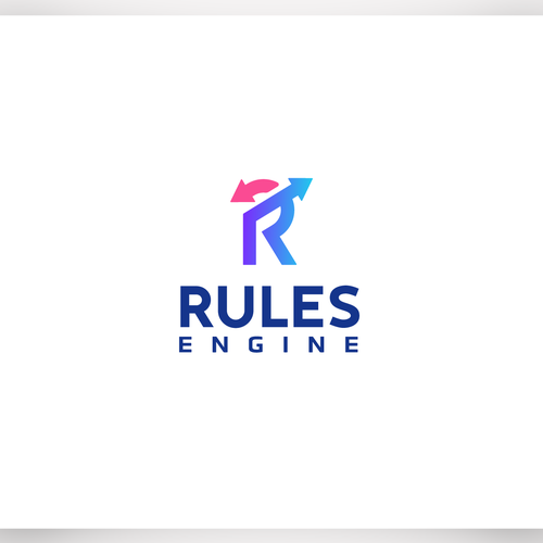 Arrow brand with the title 'An R with back and forth arrows concept.'