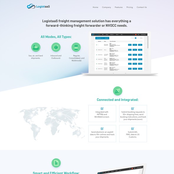 Logistics website with the title ' A fast-growing SaaS company wants to upgrade from a start-up website to a corporate one'