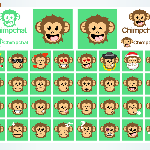 Emoticon logo with the title 'chimpchat emoticon design'