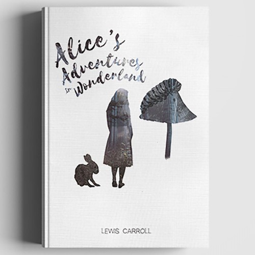 Alice in Wonderland design with the title 'Alice's Adventures in Wonderland Book Cover'