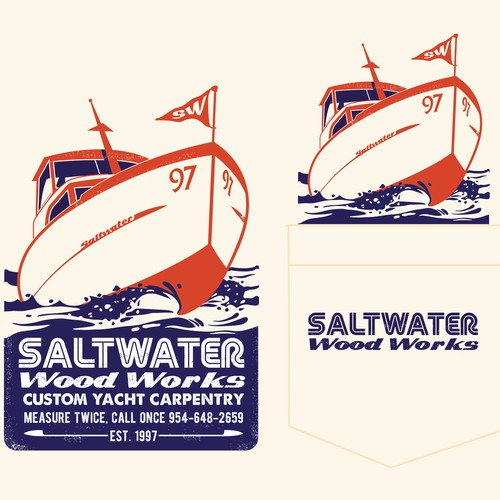 Carpentry design with the title 'vintage yacht carpentry T's'