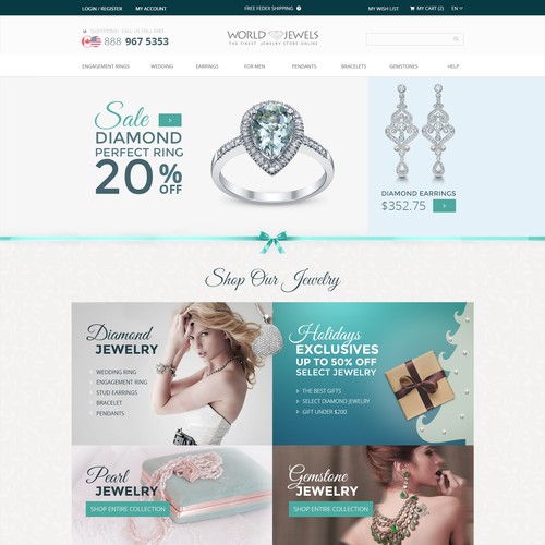 Jewelry website with the title 'Elegant Jewelry Store Website'