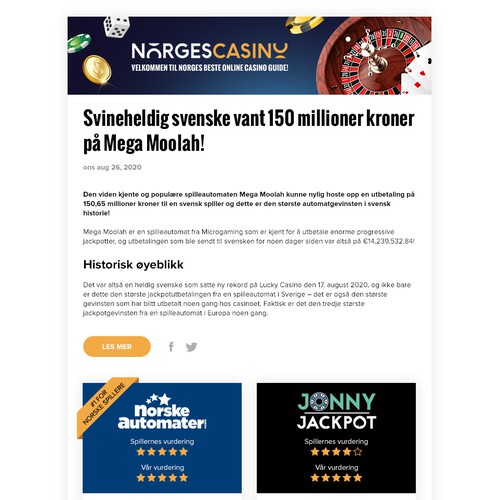 Casino design with the title 'Email design for Norges Casino'