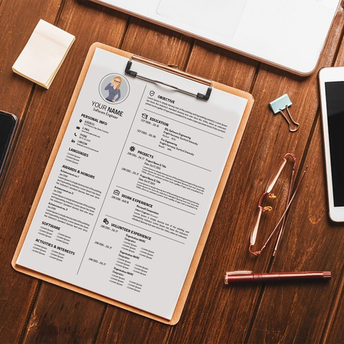 CV design with the title 'Resume Template'